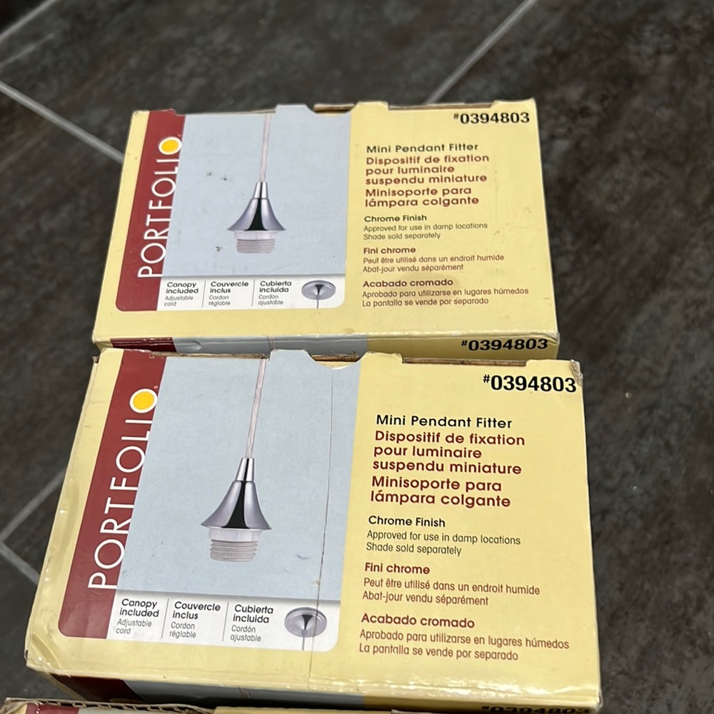NIB! Pair of Chrome Transitional Cylinder Mini Hanging Pendant Lights